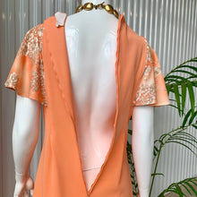 Load image into Gallery viewer, 1970s Peachy Perfection Maxi Dress With Floral Bodice