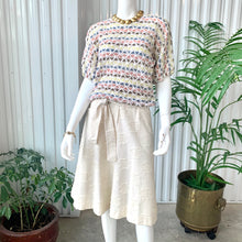 Load image into Gallery viewer, Vintage Bonnie and Bill Pastel Striped 3D Woven Elastic Knit Blouse