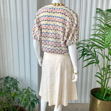 Load image into Gallery viewer, Vintage Bonnie and Bill Pastel Striped 3D Woven Elastic Knit Blouse