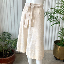 Load image into Gallery viewer, 70s Oatmeal Color Textured Linen Midi Skirt With Belt