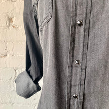 Load image into Gallery viewer, Distressed Black Denim Western Shirt