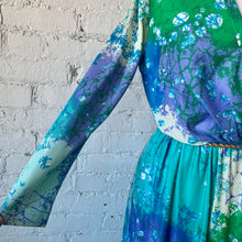 Load image into Gallery viewer, 1960s-70s Handmade Abstract Watercolor Long Sleeve Maxi Dress