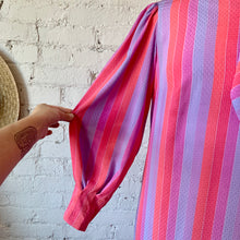 Load image into Gallery viewer, 1970s-80s Bright Summer Sunset Striped Secretary Dress
