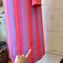 Load image into Gallery viewer, 1970s-80s Bright Summer Sunset Striped Secretary Dress