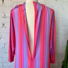 Load image into Gallery viewer, 1970s-80s Bright Summer Sunset Striped Secretary Dress