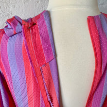 Load image into Gallery viewer, 1970s-80s Bright Summer Sunset Striped Secretary Dress