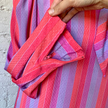 Load image into Gallery viewer, 1970s-80s Bright Summer Sunset Striped Secretary Dress