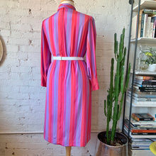Load image into Gallery viewer, 1970s-80s Bright Summer Sunset Striped Secretary Dress