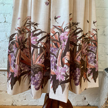 Load image into Gallery viewer, 1970s Handmade Natural Linen Midi Skirt With Floral Print