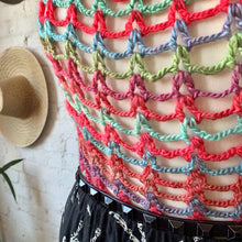 Load image into Gallery viewer, 1980s-90s Rainbow Hand Crocheted Hippie Blouse/Cover Up