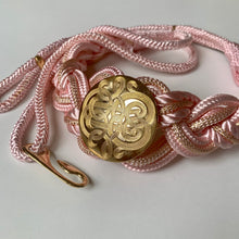 Load image into Gallery viewer, 1980s Pink Braided Rope Belt with Engraved Gold Medallion