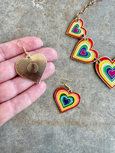 Load image into Gallery viewer, 90s Betsey Johnson Rainbow Love Heart Necklace &amp; Earrings Set
