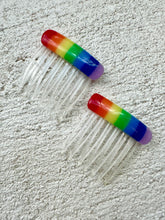 Load image into Gallery viewer, 80&#39;s Set of 2 Rainbow Hair Combs
