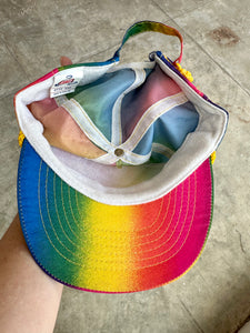 80's-90's Rainbow Trucker Hat With Golden Rope Detail