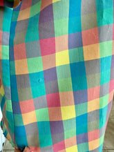 Load image into Gallery viewer, 80&#39;s-90&#39;s S/S Pastel Rainbow Checkered Button Down Shirt
