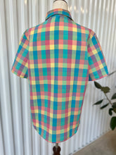 Load image into Gallery viewer, 80&#39;s-90&#39;s S/S Pastel Rainbow Checkered Button Down Shirt
