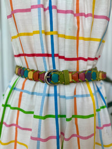 80s-90s Capezio Leather Articulating Muted Rainbow Belt