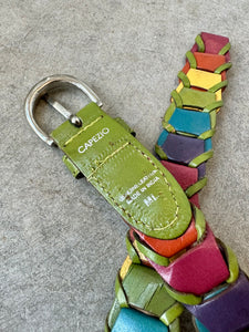 80s-90s Capezio Leather Articulating Muted Rainbow Belt