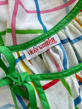 Load image into Gallery viewer, 70&#39;s Green Tie Strap Summer Tent Dress with Rainbow Check Pattern
