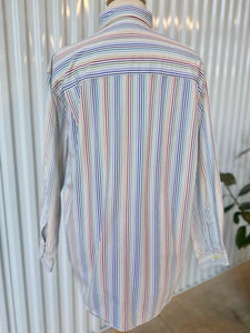 Vintage Alexander Julian Vertical Rainbow Striped L/S Button Down Dress Shirt