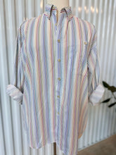 Load image into Gallery viewer, Vintage Alexander Julian Vertical Rainbow Striped L/S Button Down Dress Shirt
