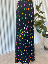 Load image into Gallery viewer, 80&#39;s Carol Anderson Black Maxi Skirt With Rainbow Polka Dot Pattern
