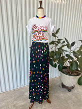 Load image into Gallery viewer, 80&#39;s Carol Anderson Black Maxi Skirt With Rainbow Polka Dot Pattern
