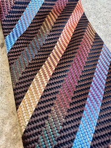 Vintage John W. Nordstrom Silk Tie With Brown Diagonal & Rainbow Gradient Stripe Pattern