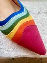 Load image into Gallery viewer, Vintage Suede Rainbow Slingback Low Pumps
