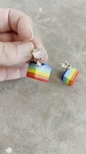 Load and play video in Gallery viewer, 80&#39;s Rhinestone Post With Rainbow Cube Dangle Earrings
