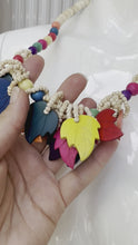Load and play video in Gallery viewer, Vintage Rainbow Wooden Leaf Necklace
