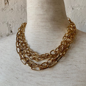 Vintage Gold Chain Stacked Necklace Trio