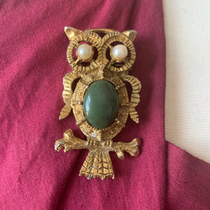 1970s Large Gold Tone Owl Brooch & Pendant