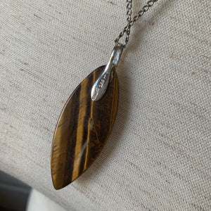 Vintage Tiger's Eye and Sterling Silver Necklace