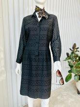 Load image into Gallery viewer, 1950s-60s Black Cotton Long Sleeve Eyelet Dress
