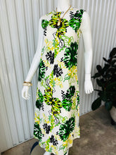 Load image into Gallery viewer, 1960s Bold Blue, Green &amp; Yellow Floral Sleeveless Maxi  Dress
