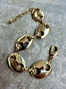 1980s-90s Gold Chunky Mariner Pig Nose Chain Bracelet