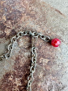 1950s Gold & Candy Apple Red Costume Necklace