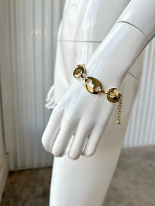 1980s-90s Gold Chunky Mariner Pig Nose Chain Bracelet