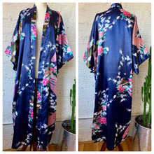 Load image into Gallery viewer, Japanese Blue Peacock Kimono Duster Robe
