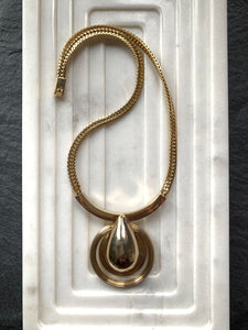 1970s-80s Large Modernist Teardrop Pendant Necklace