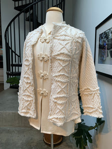 1970s Ivory Lightweight Quilted Jacket with Shag Detailing