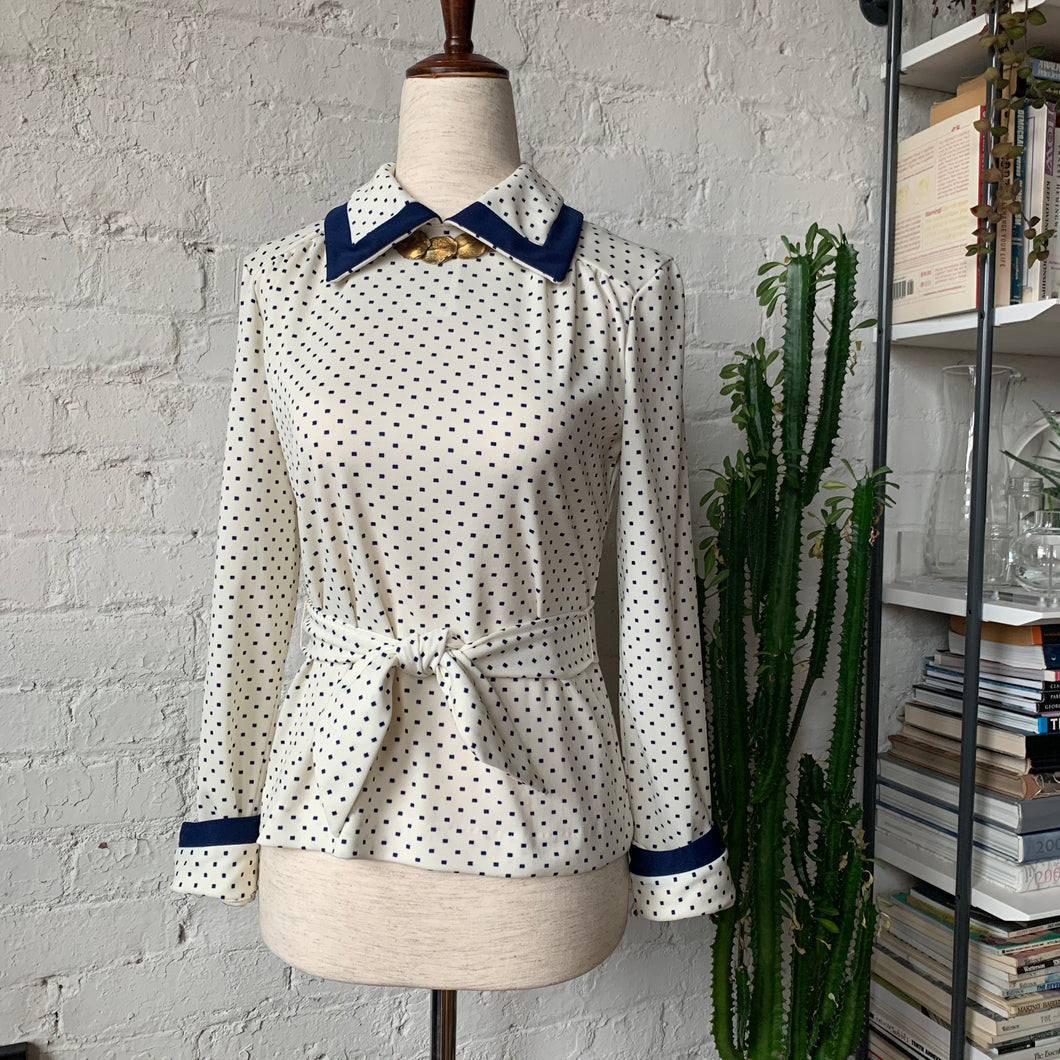 1970s Nautical Belted Blouse