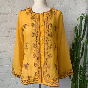 1960s-1970s Marigold Yellow Hippie Shirt