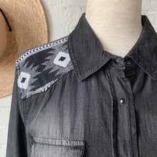 Load image into Gallery viewer, Distressed Black Denim Western Shirt
