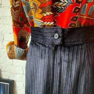 1980s Black Corduroy Pencil Skirt