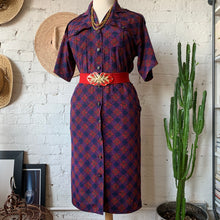 Load image into Gallery viewer, 1980s Plaid Safari Dress
