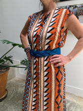 Load image into Gallery viewer, 1960s-1970s Tribal Pattern Maxi Dress/Duster/Loungewear
