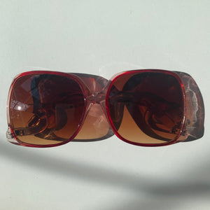 1970s Red and Translucent Blush Pink Oversized Sunglasses