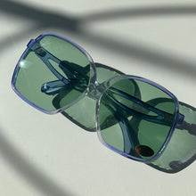 Load image into Gallery viewer, 1960s-70s Deadstock Translucent Blue &amp; Clear Oversized Sunglasses With Glass Lenses

